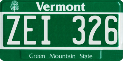 VT license plate ZEI326