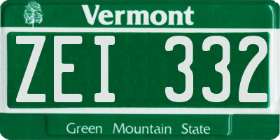 VT license plate ZEI332