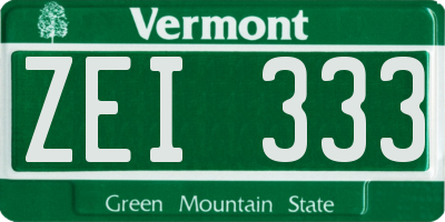 VT license plate ZEI333