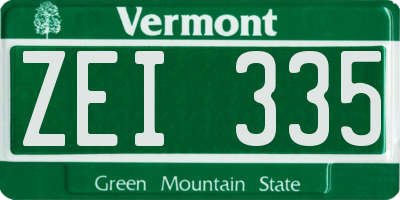 VT license plate ZEI335