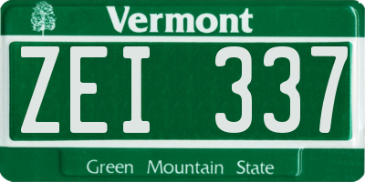 VT license plate ZEI337