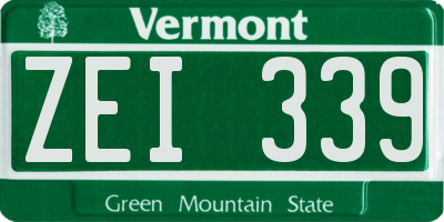 VT license plate ZEI339