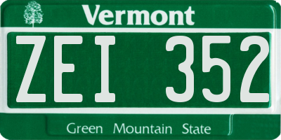 VT license plate ZEI352