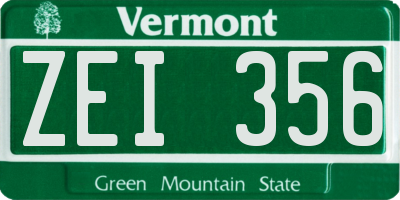 VT license plate ZEI356