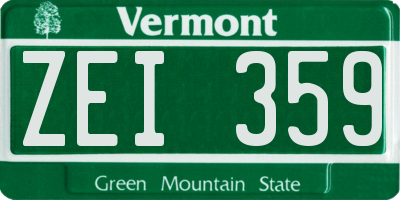 VT license plate ZEI359