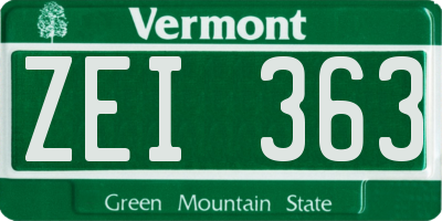 VT license plate ZEI363
