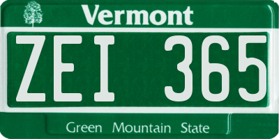 VT license plate ZEI365