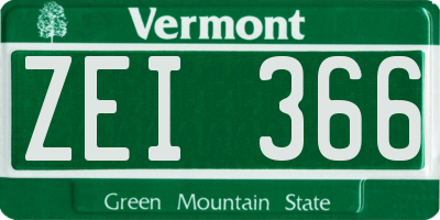 VT license plate ZEI366