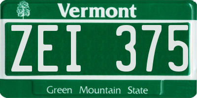 VT license plate ZEI375