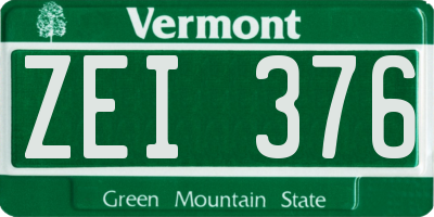 VT license plate ZEI376