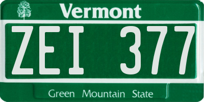 VT license plate ZEI377