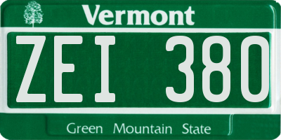 VT license plate ZEI380