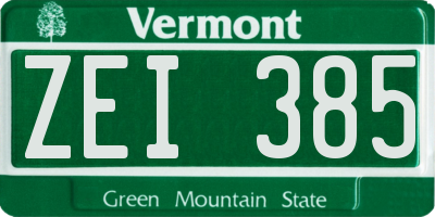 VT license plate ZEI385