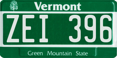 VT license plate ZEI396