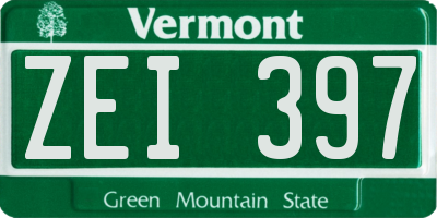 VT license plate ZEI397