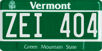 VT license plate ZEI404