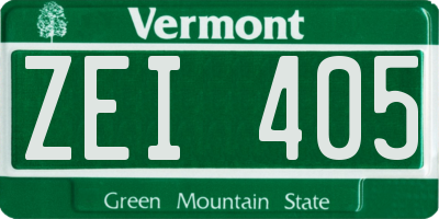 VT license plate ZEI405