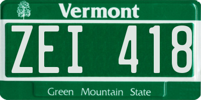 VT license plate ZEI418