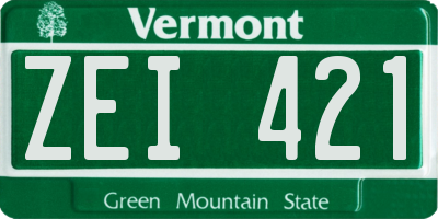 VT license plate ZEI421