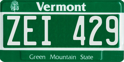 VT license plate ZEI429