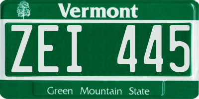 VT license plate ZEI445