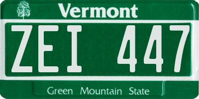 VT license plate ZEI447
