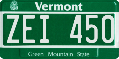 VT license plate ZEI450