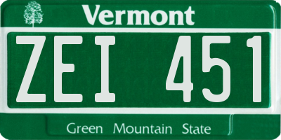 VT license plate ZEI451