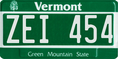 VT license plate ZEI454
