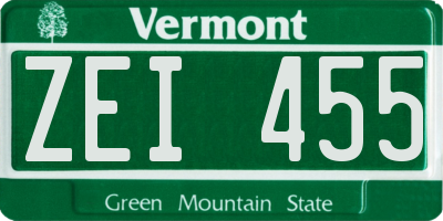 VT license plate ZEI455
