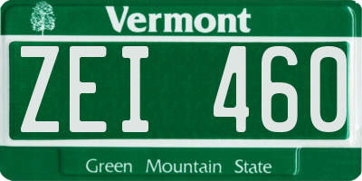 VT license plate ZEI460