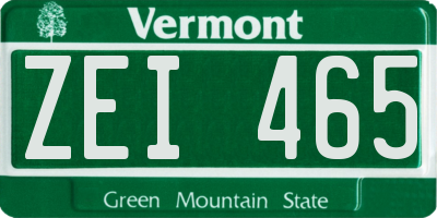VT license plate ZEI465