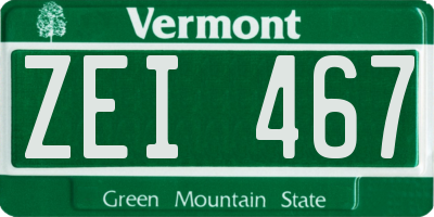 VT license plate ZEI467