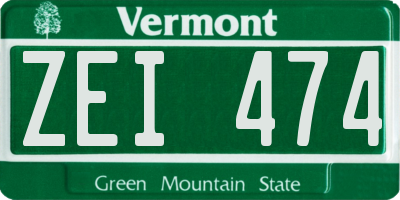 VT license plate ZEI474
