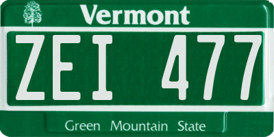 VT license plate ZEI477