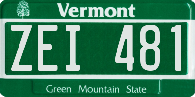 VT license plate ZEI481