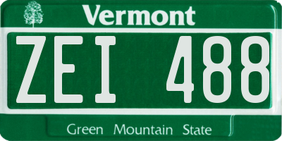 VT license plate ZEI488