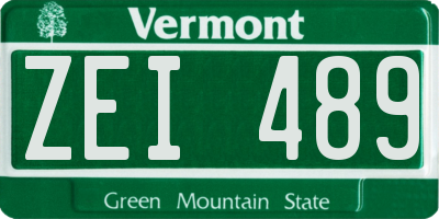 VT license plate ZEI489