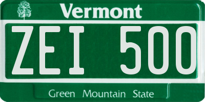VT license plate ZEI500