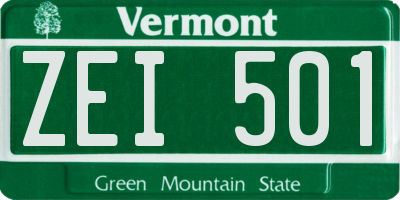 VT license plate ZEI501
