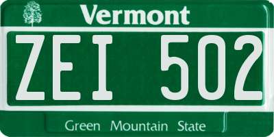 VT license plate ZEI502