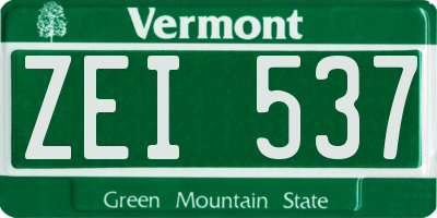 VT license plate ZEI537