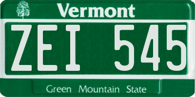 VT license plate ZEI545