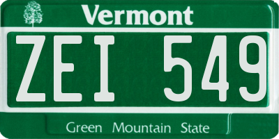 VT license plate ZEI549