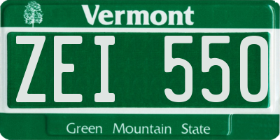 VT license plate ZEI550