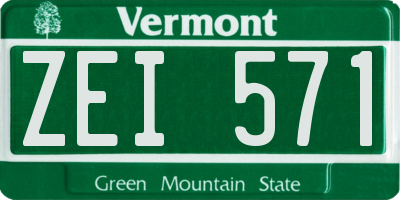 VT license plate ZEI571