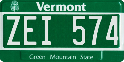 VT license plate ZEI574