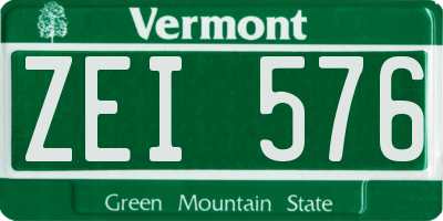 VT license plate ZEI576