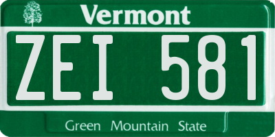 VT license plate ZEI581