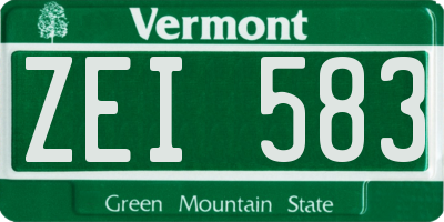 VT license plate ZEI583